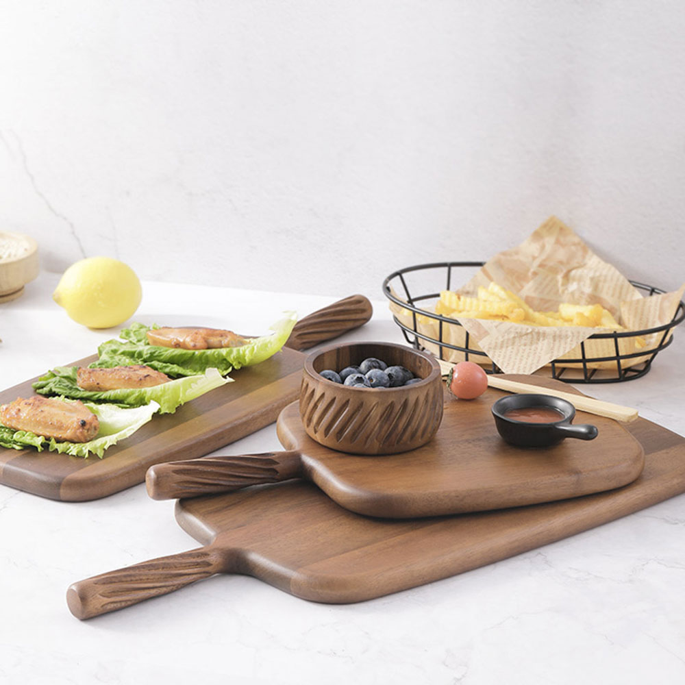 Wholesale Custom Wooden Larger Dining Serving Boards Tray With Handle
